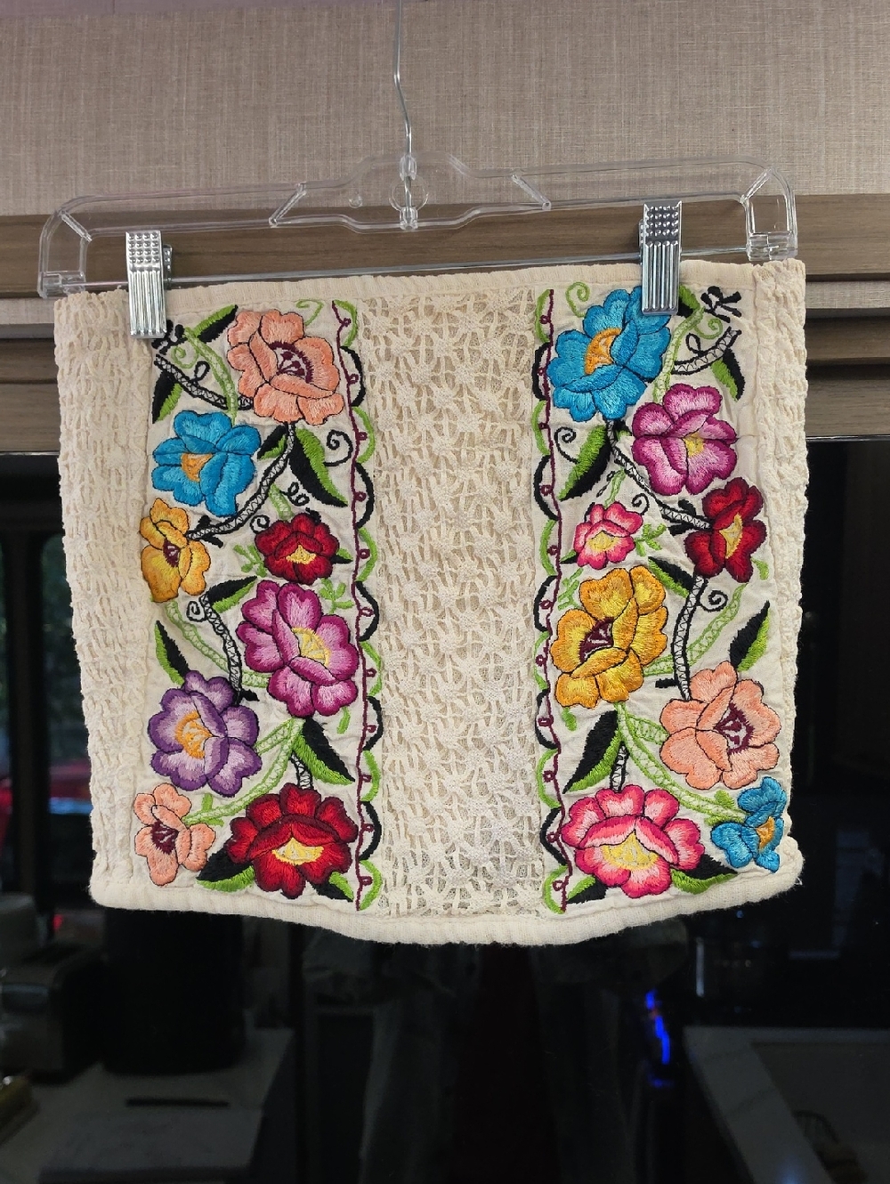 Jen's Pirate Booty Cream Embroidered Floral Tube Top